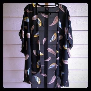 Kimono with Feather Print